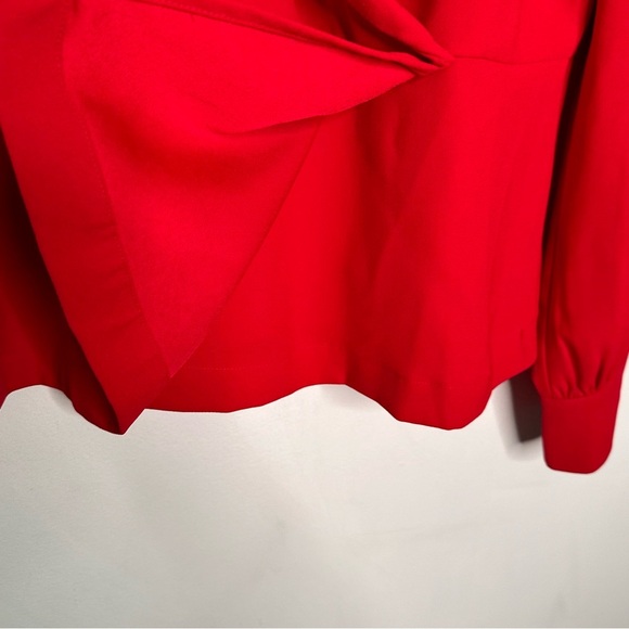 J. Crew | Festive Red Drapey Faux WrapTop In 365 Crepe Size 14 NWT - Picture 6 of 10